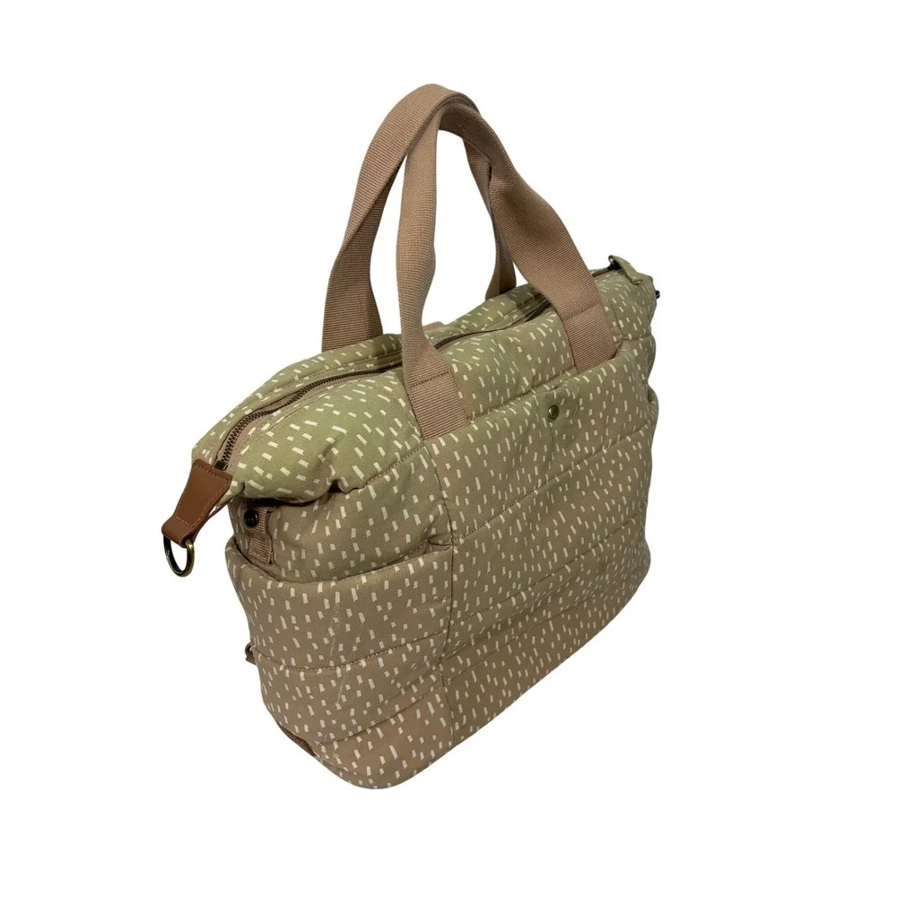 Storksak London Tote Changing Bag Diaper Bag Tan Dash Print V98-657